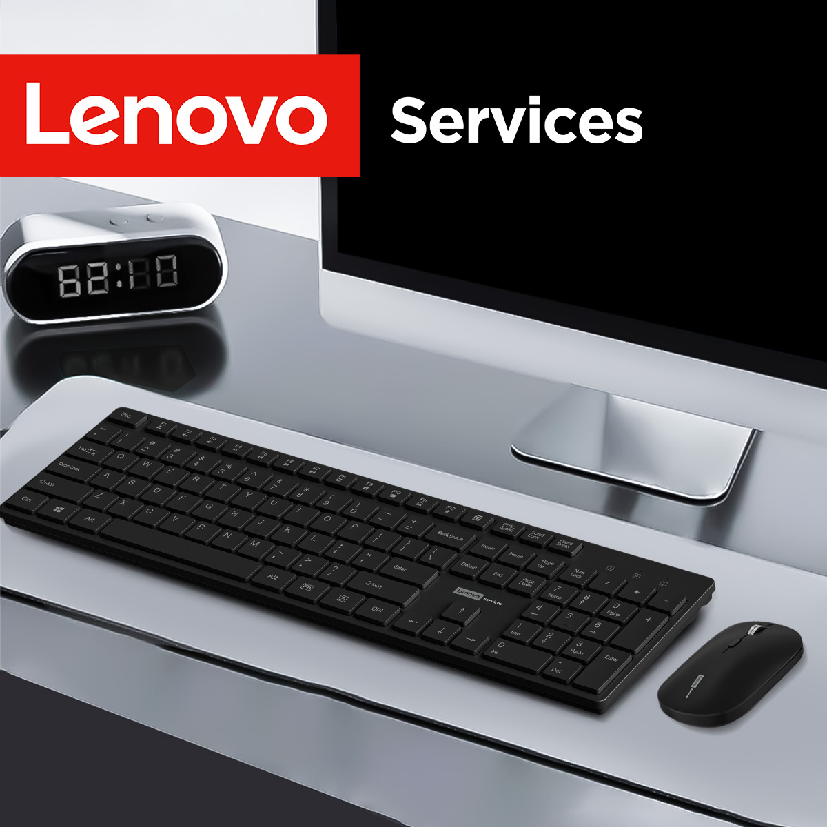 Home Office Keyboard - เลอโนโว KN220 คอมโบคีย์บอร์ดไร้สาย 2.4G แบบเงียบ ทนทาน
