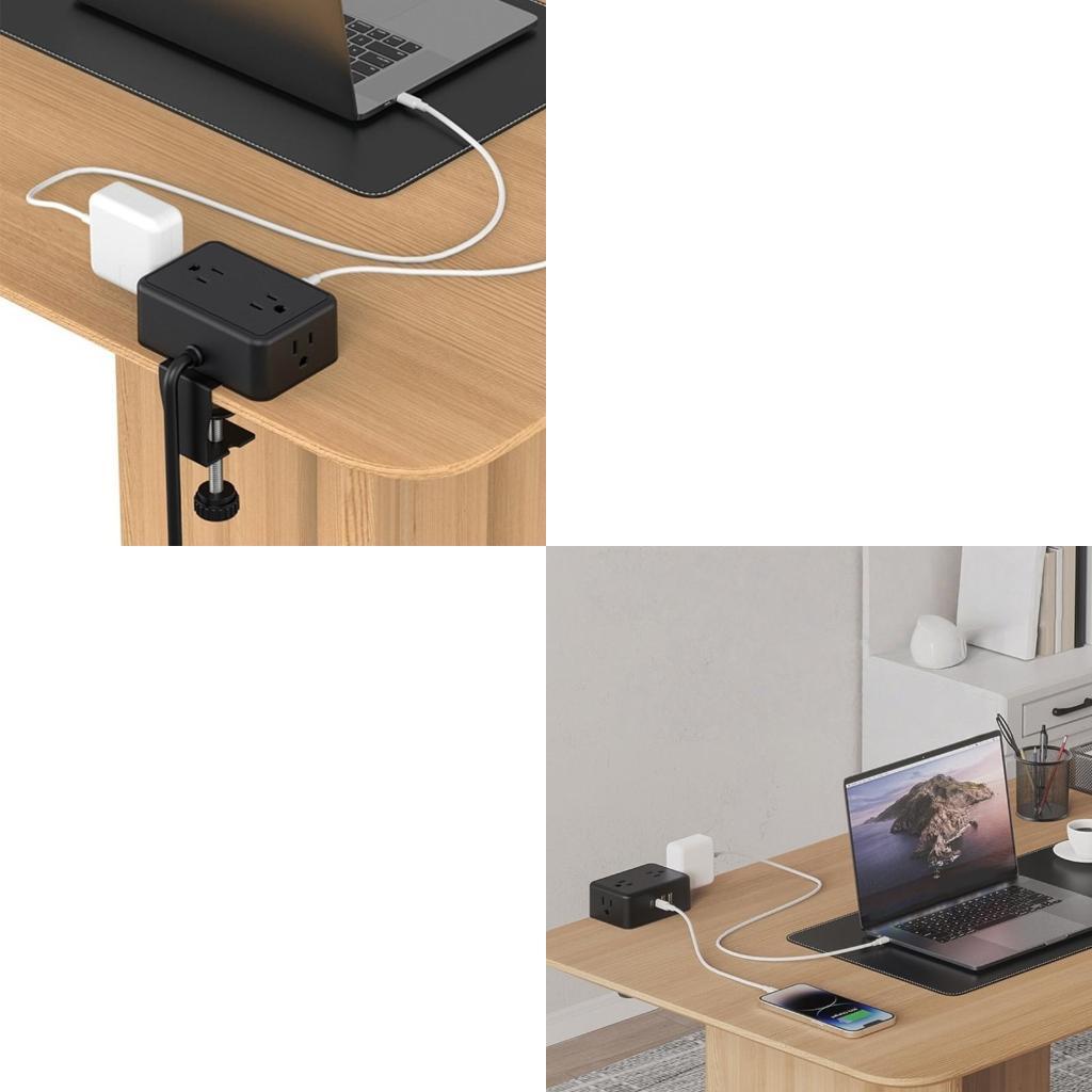 Power Strip Desk - รางปลั๊กไฟแบบหนีบที่ปลอดภัย 4AC ช่องเสียบ USB C PD20W