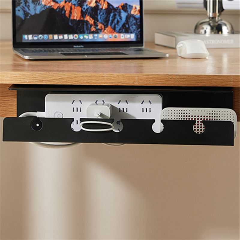 Power Strip Desk - ถาดจัดเก็บสายเคเบิลใต้โต๊ะ พร้อมที่ยึดสายไฟแบบหนีบ ไม่ต้องเจาะ แข็งแรง ทนทาน จัดเก็บอุปกรณ์ได้เยอะ