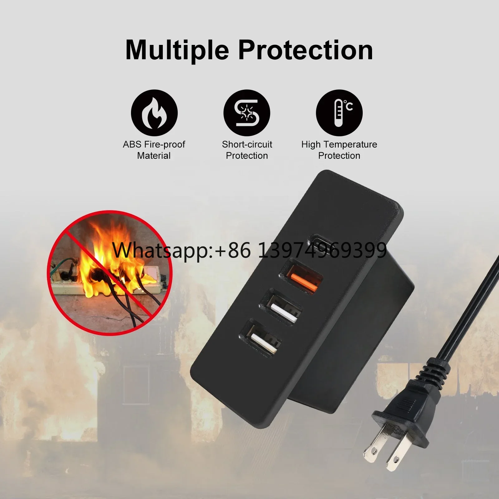 Power Strip Desk - เต้ารับ USB C แบบฝังพร้อมระบบชาร์จเร็ว 4 พอร์ต