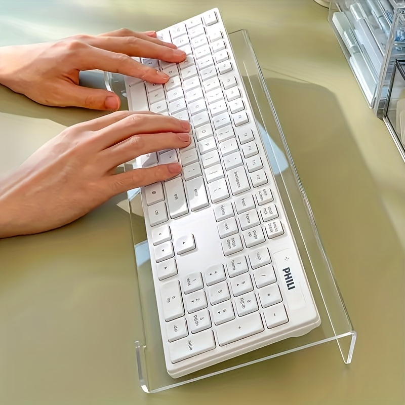 Home Office Keyboard - ขาตั้งคีย์บอร์ดอะคริลิค ตัวจัดระเบียบเดสก์ท็อปโปร่งใส เหมาะสําหรับสํานักงาน/บ้าน/เล่นเกม การออกแบบตามหลักสรีรศาสตร์กันลื่น