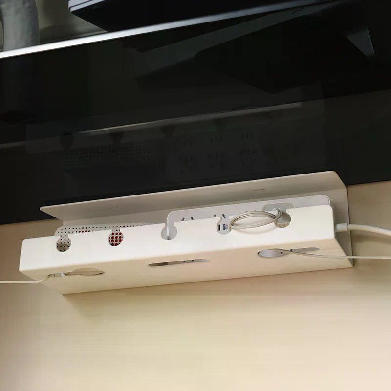 Power Strip Desk - ถาดจัดเก็บสายเคเบิลใต้โต๊ะพร้อมที่ยึดสายไฟแบบหนีบ ไม่ต้องเจาะ แข็งแรง ทนทาน จัดเก็บอุปกรณ์ได้กว้างขวาง
