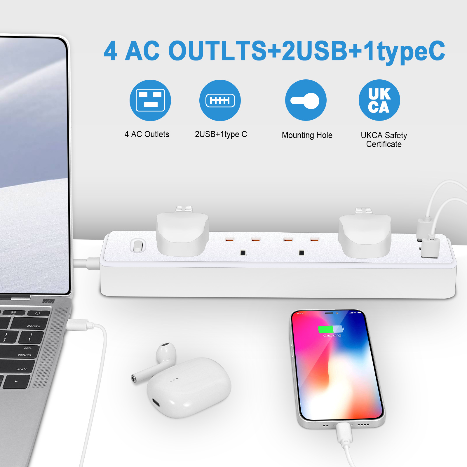 Power Strip ซ็อกเก็ตไฟฟ้า UK ข - Power Strip Desk บทวิจารณ์และราคา