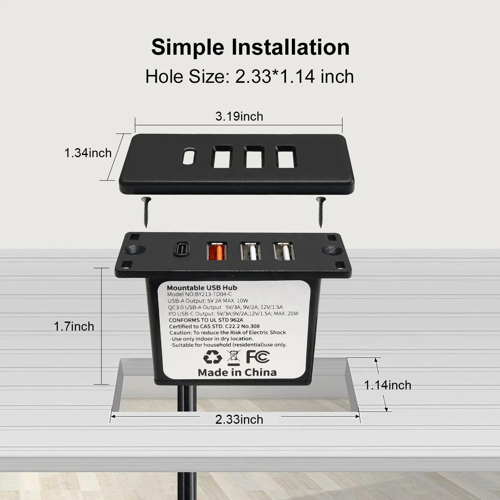 เต้ารับ USB C แบบฝังพร้อมระบบช - Power Strip Desk บทวิจารณ์และราคา