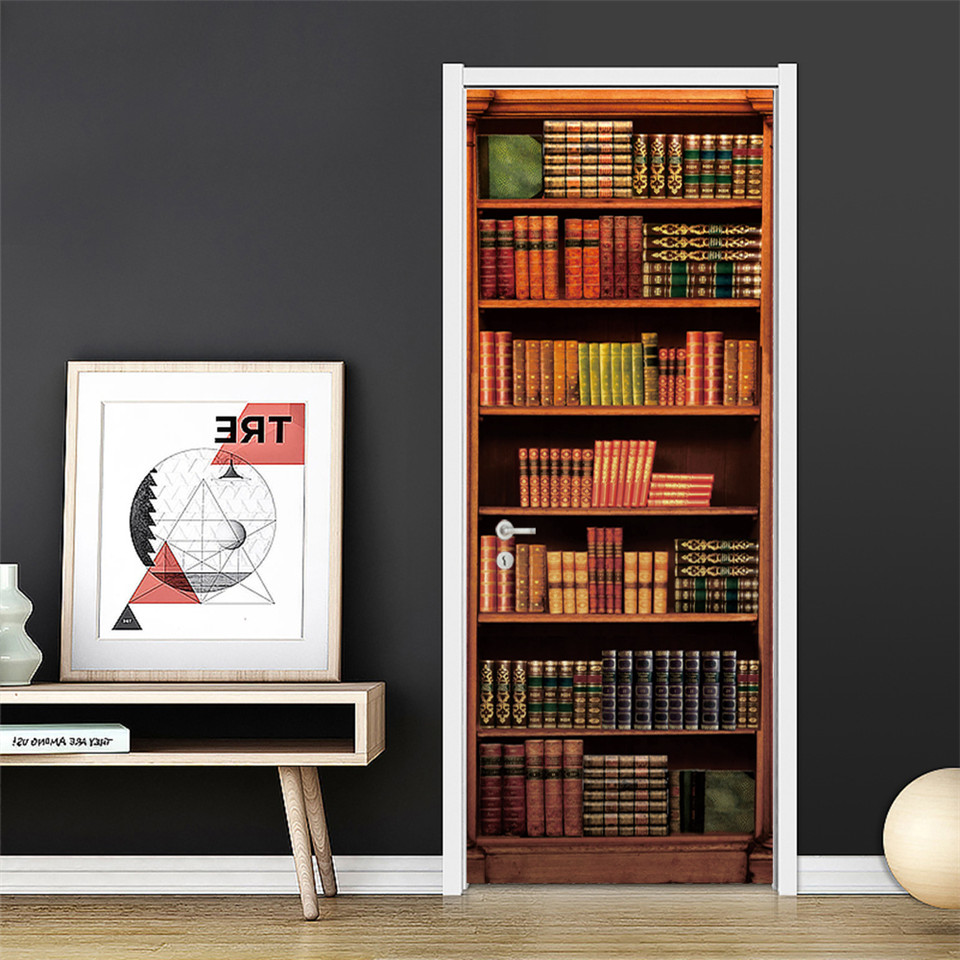 3Dประตูวอลล์เปเปอร์PVC Library - Home Office Bookshelves บทวิจารณ์และราคา