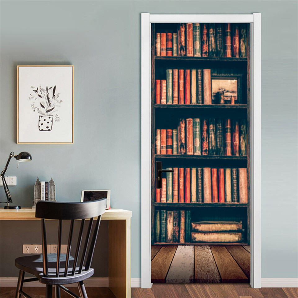 3Dประตูวอลล์เปเปอร์PVC Library - Home Office Bookshelves บทวิจารณ์และราคา