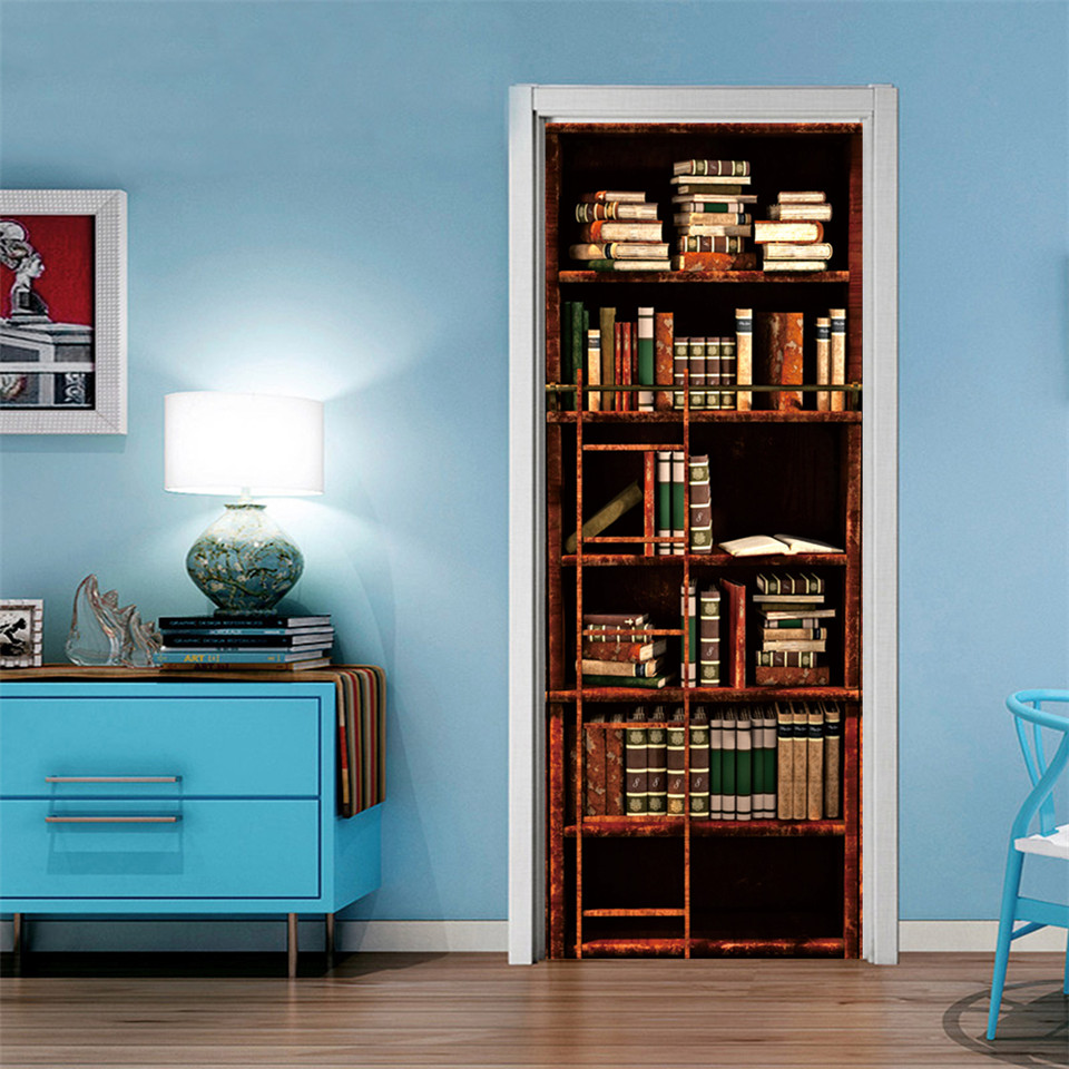 3Dประตูวอลล์เปเปอร์PVC Library - Home Office Bookshelves บทวิจารณ์และราคา
