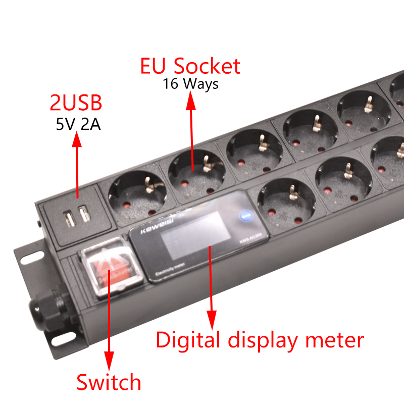 2U PDU Power Strip 19นิ้ว Rack - Power Strip Desk บทวิจารณ์และราคา