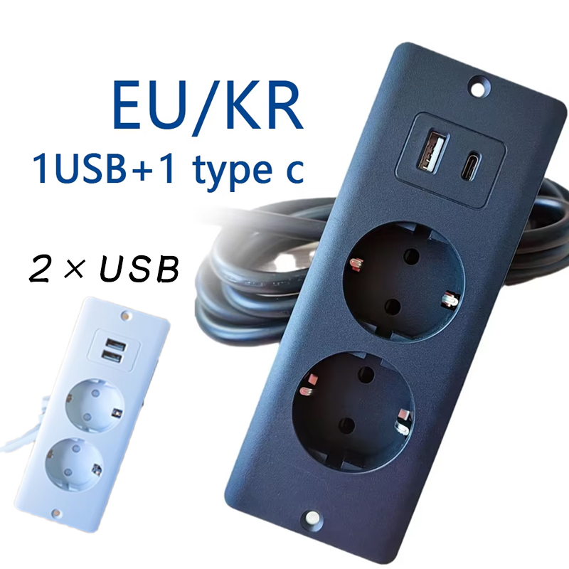 EU KR ตารางโคมไฟซ็อกเก็ต 2 ช่อ - Power Strip Desk บทวิจารณ์และราคา