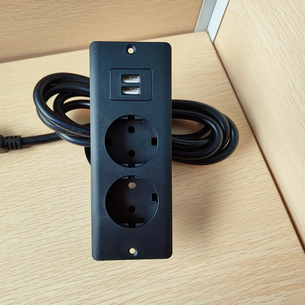 EU KR ตารางโคมไฟซ็อกเก็ต 2 ช่อ - Power Strip Desk บทวิจารณ์และราคา