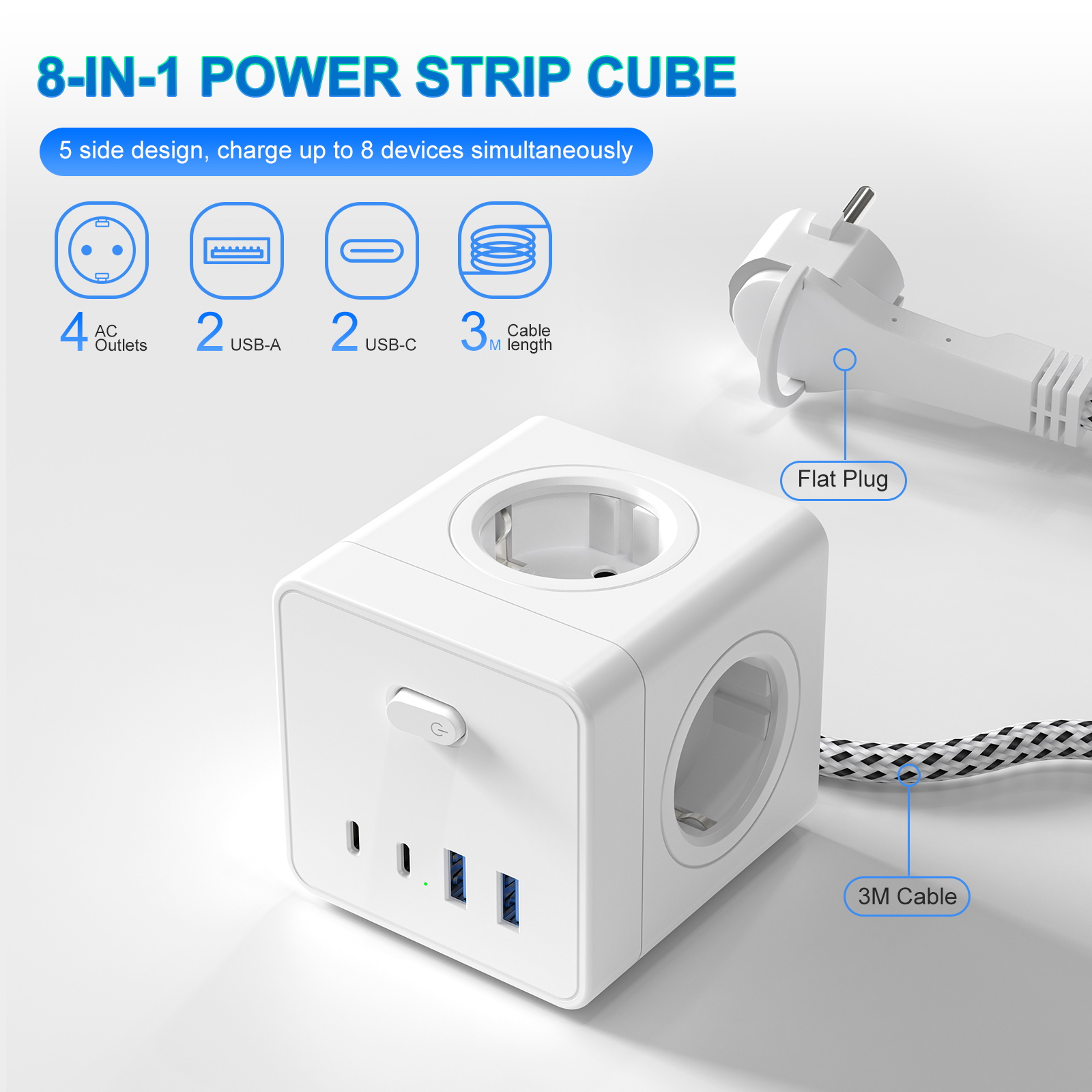 HITRENDS ปลั๊กไฟแบบ 8-in-1 รุ่ - Power Strip Desk บทวิจารณ์และราคา